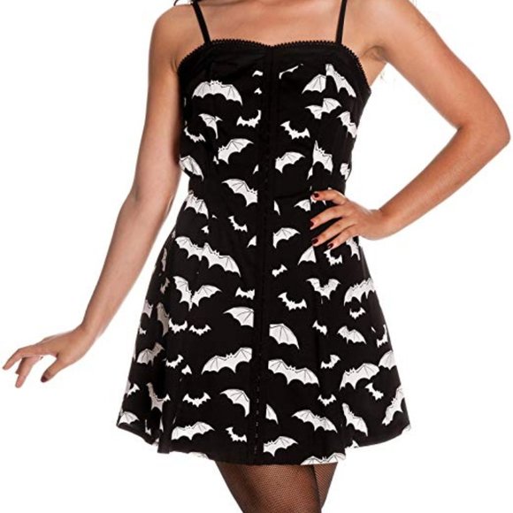 Hell Bunny Black and White Bat Mini Dress - Picture 1 of 2